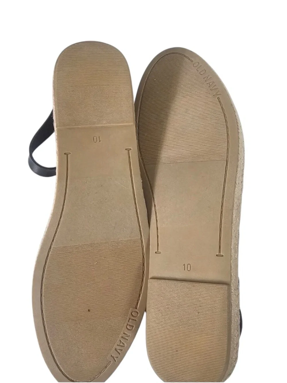 OLD NAVY black canvas & faux leather espadrilles size 10 - Like New